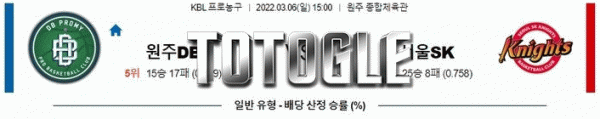 토토글 2022년 03월 06일 원주DB 서울SK 경기분석 KBL 농구