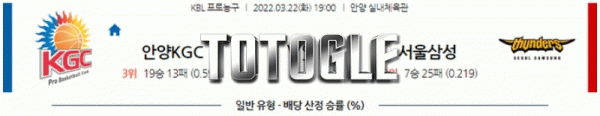 토토글 2022년 03월 22일 안양KGC 서울삼성 경기분석 KBL 농구
