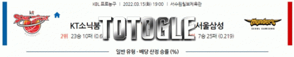 토토글 2022년 03월 15일 KT소닉붐 서울삼성 경기분석 KBL 농구